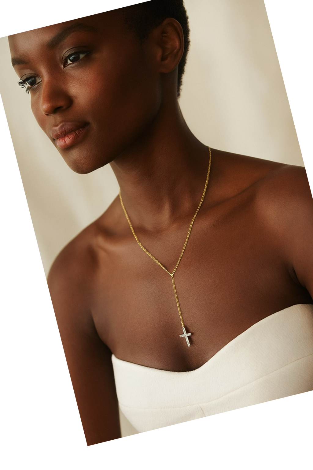 COLLANA CRAVATTA CON CIONDOLO A CROCE